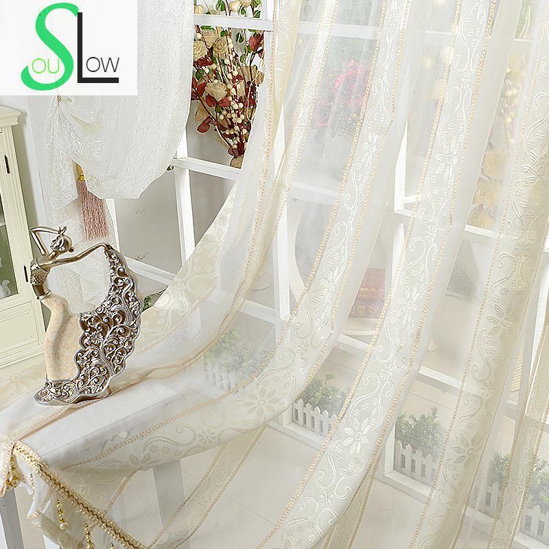 

Slow Soul French Window Gauze Curtain Yarn European Style Bedroom Living Room Curtains For Cortinas Tulle Kitchen 3d And Sheer, As pic
