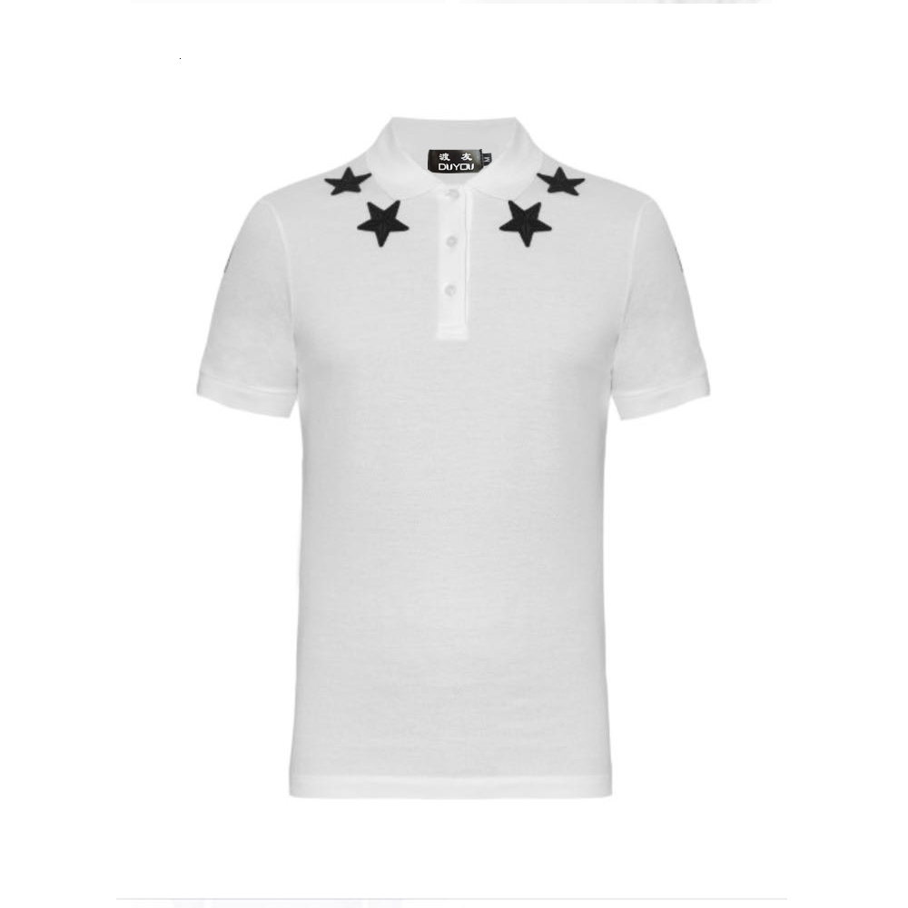 

Star Embroidered Shirt Men British Style Stretchy Polos Slim Camisa Polo Masculina Ropa De Hombre Cdse, Gray