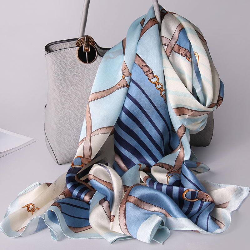 

100% handkerchief of women brands 2021 hangzhou shawls and lady wrappers printed foulard natural silk scarves pure scarf 8V38