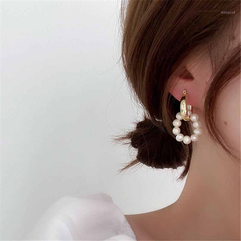

Stud Freshwater Pearls Earrings For Women Geometry Round Metal Ms Elegant Pearl Fashion Bride Jewelry Accessories 1