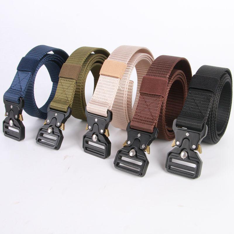 

Cinturón de Nylon táctico militar hebilla de Metal ajustable ejército al aire libre liberación rápida entrenamiento caza Nylo, Black