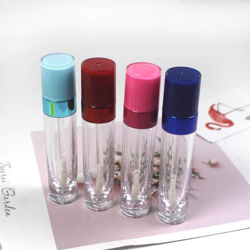 

8ml New Transparent Plastic Thickened Lip GlossTube Sapphine Blue Light Blue Electroplating Middle Ring Cosmetic Lip Glaze Tube1