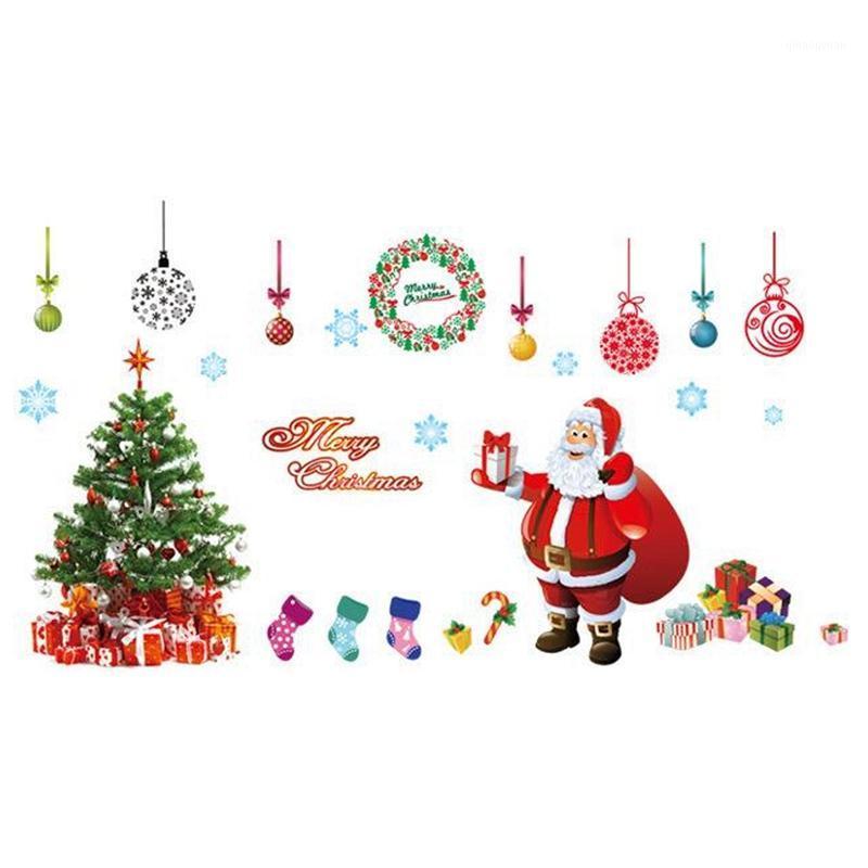 

Christmas Window Stickers Large Santa Claus Xmas Tree Gift Box Candy Socks Clings Ornament1