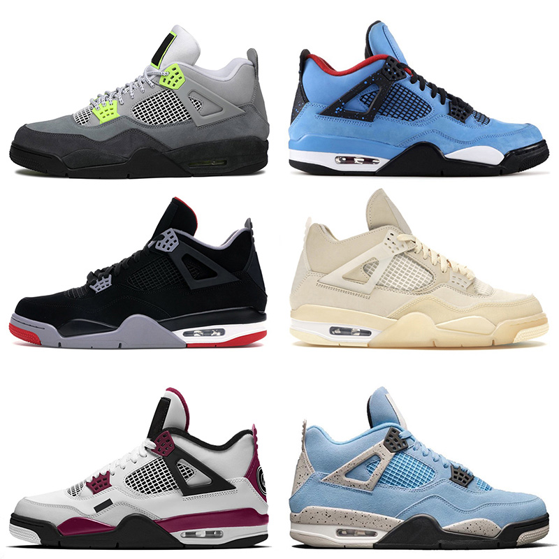 

High Quality 2021 New Jumpman 4 4s Sail Basketball Shoes Off mens womens Bred Green Metallic NEON Fire Red White Trainers Sport Sneakers, D29 40-47 (2)