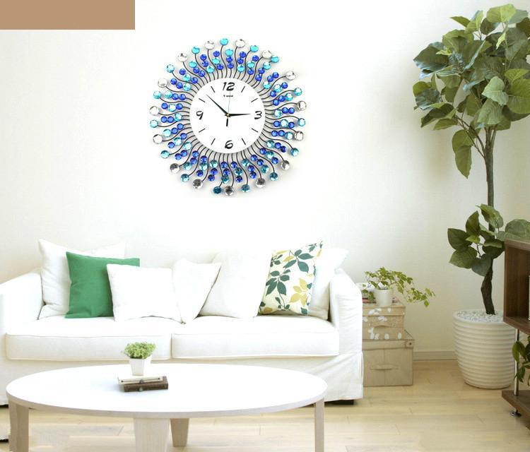 

European atmosphere fortunes fashion creative Modern Large Fashion Creative 3D Electronic Wall Clock Iron Art Diamante 50*50CM