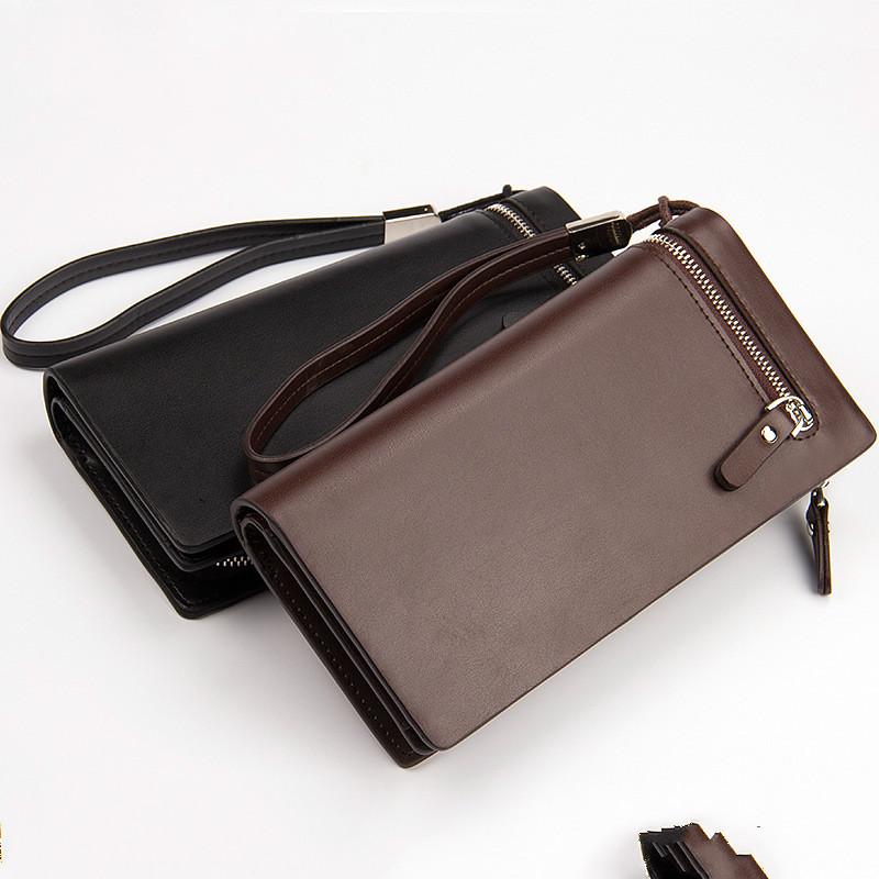 

Men's Long Business Wallet Multi-functional Clutch Bag Card Bit More Handbag Zip Clutch Bag, Black
