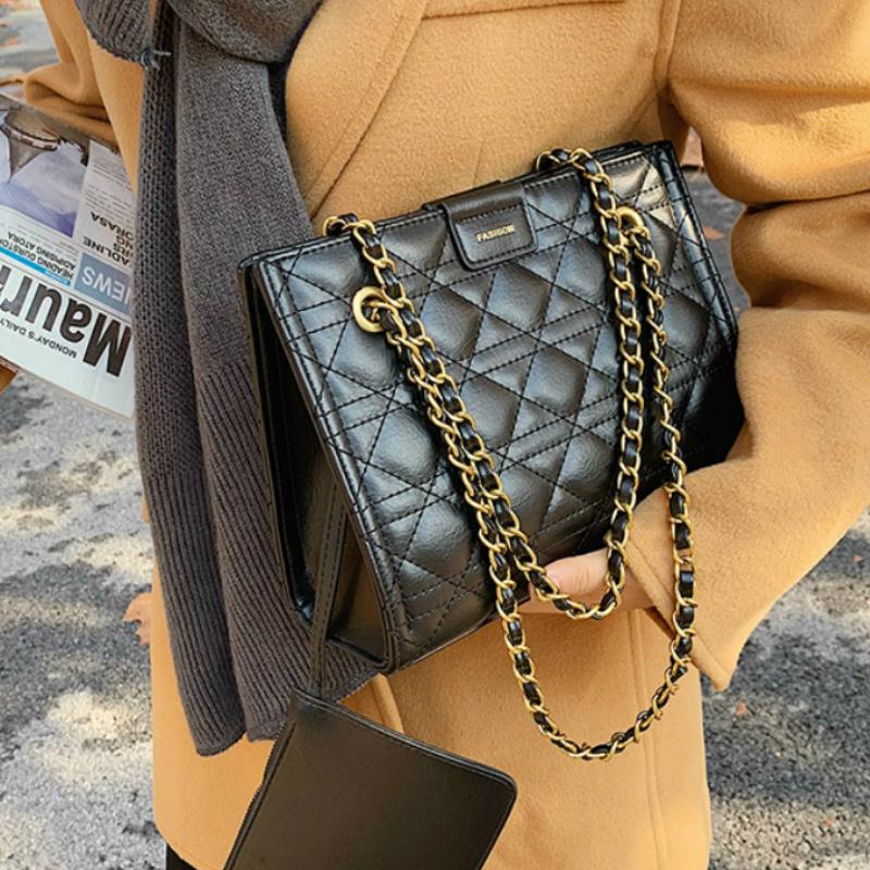 

Embroidery thread Winter Large Shoulder Bag Women Bags Leather Pu Quailty Bag Luxury Handbags Women Designer Sac A Main Femme, Beige
