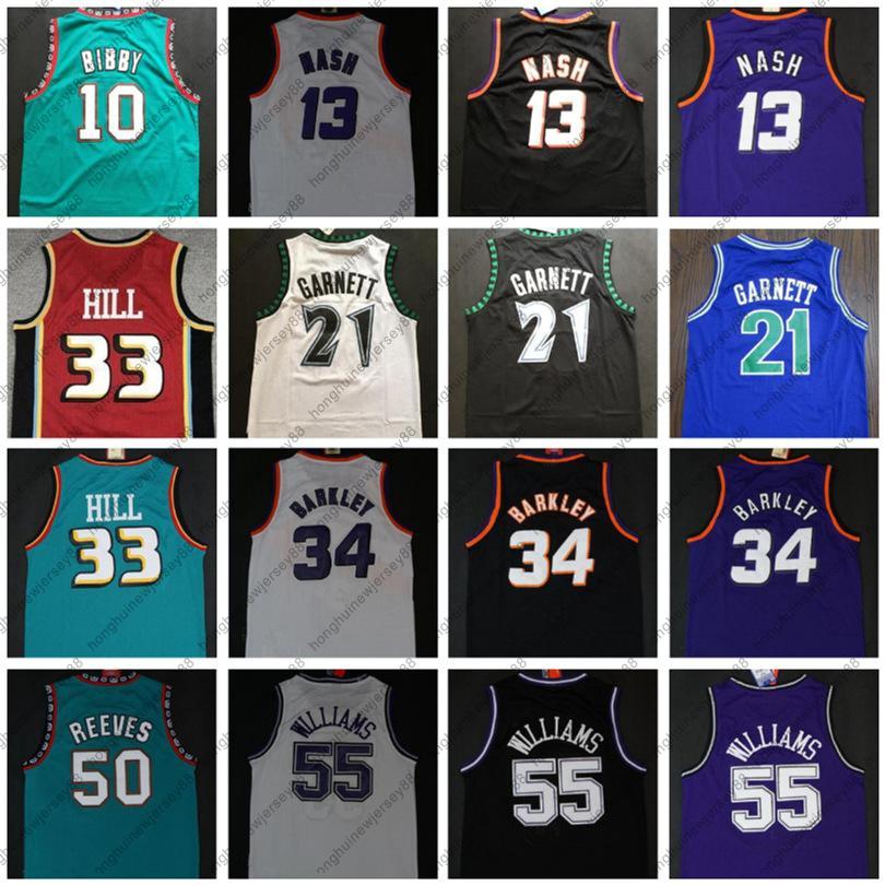 

Basketball Charles 34 Barkley Jerseys Grant Steve 13 Nash Kevin 21 Garnett 33 Hill ason 55 Williams Mike10 Bibby 50 Reeves College Jersey, Black;red