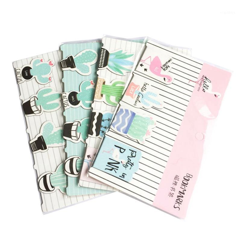

4 Pcs/pack Cactus Plants Flamingo Magnet Bookmark Paper Clip School Office Supply Escolar Papelaria Gift Stationery1