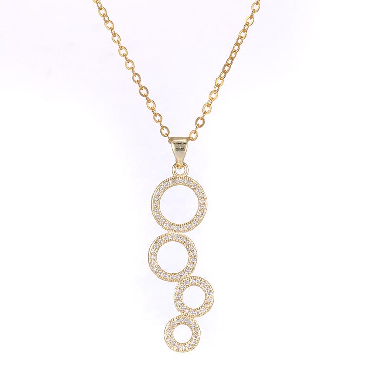 

Hot Trendy Jewelry Shining Zircon Four Circle Pendants & Necklaces For Women Diy Chain Friendship Necklace Bijoux Christmas Gift