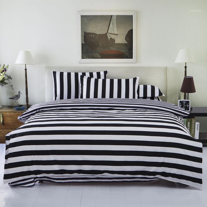 

2020 New Drop Ship Bedding Set /Full/Queen Size Duvet Cover Set Classic Black and White Bed Sheet Sets Home Textile1