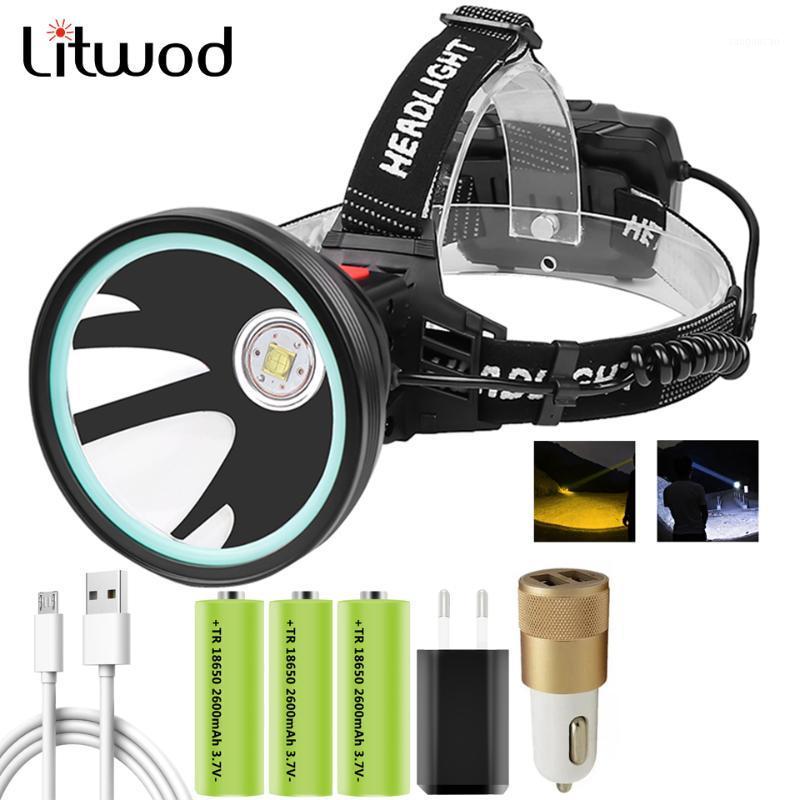 

Xhp90.2 Led Headlamp White Yellow Color Headlight Head Lamp Torch 32W Bulbs 3* 18650 Battery Power Bank 7800mah Light1