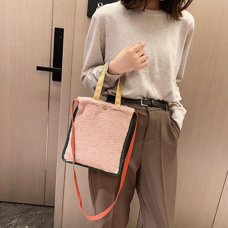 

Plush Women Bag Shoulder Messenger Large Capacity Hit Hot Sale Portable Delicate Soft Surface Square Shopping Handbags, Brown