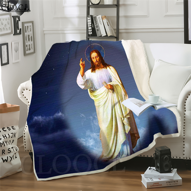 

CLOOCL New Catholic Jesus Son of God 3D Print Casual Style Air Conditioning Blanket Sofa Teens Bedding Throw Blankets Plush Quilt