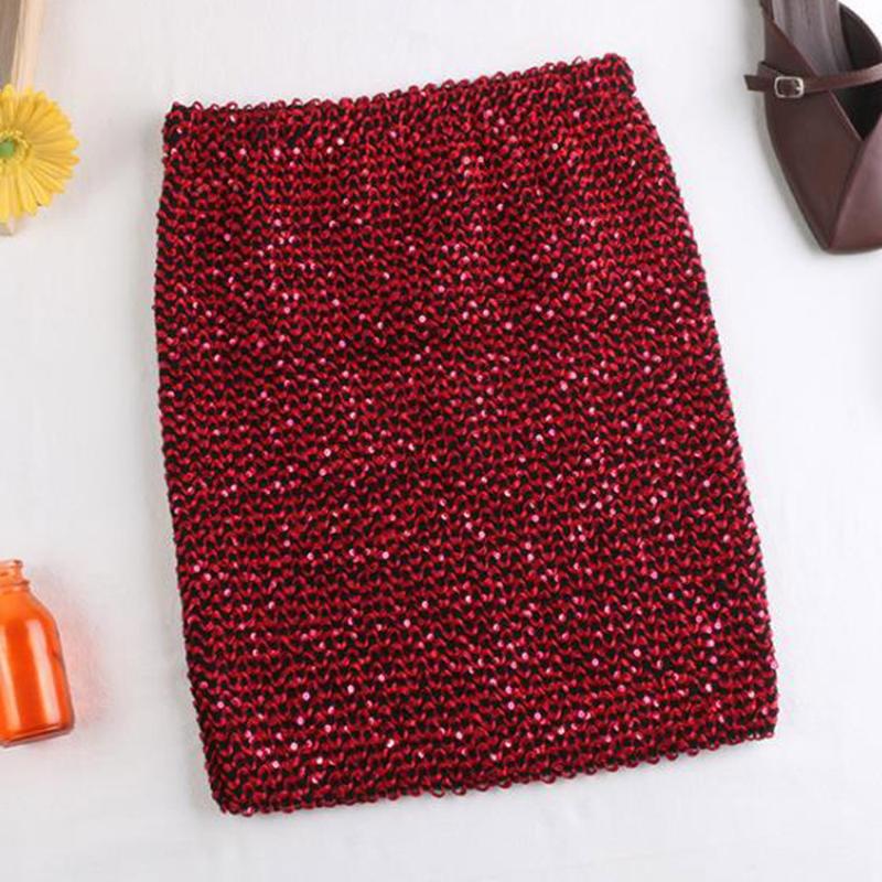

Women Skirts Red Sequined Pencil Skirt Female Casual High Waist Stretchy Wrap Mini Skirt Office Lady Party Street Bodycon, Navy blue