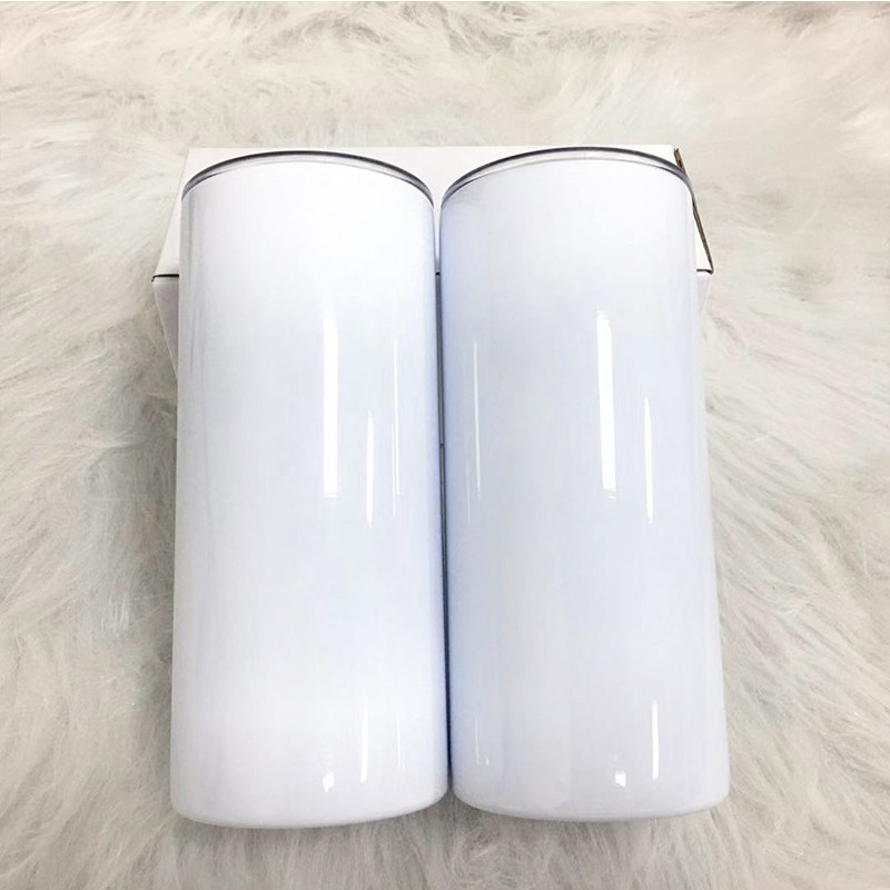 

15oz Blank Sublimation Skinny Tumbler Stainless Steel DIY Straight Tumblers Vacuum Insulated Travel Mug Practical Gift