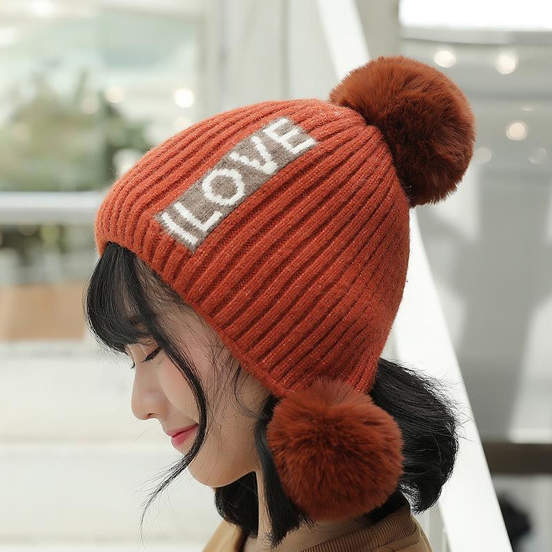 

Women's Winter Hat Korean Warm Plus Velvet Padded Beanie Hat Windproof PomPom Knit Wool Ear Cap Beanie1, Yellow