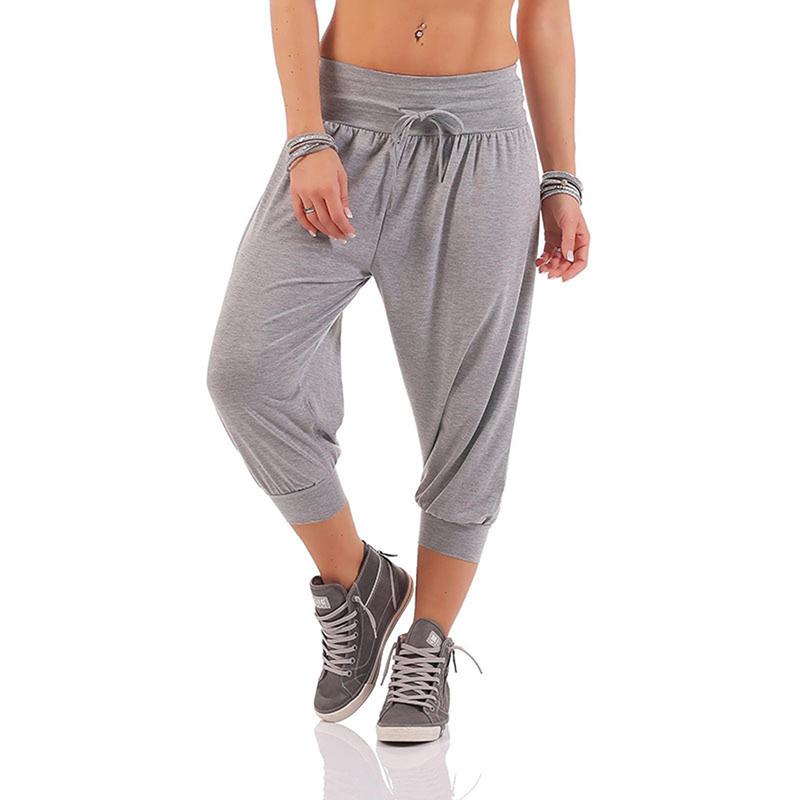 

Women Befree casual harem pants solid loose Lace pants Plus Size calf length trousers, Army green