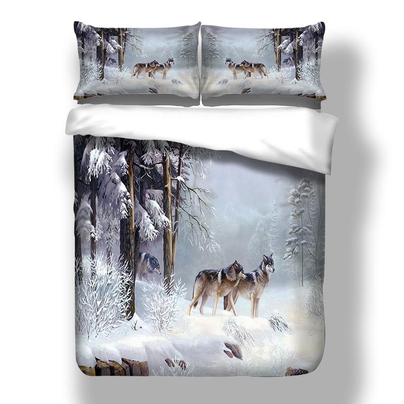

Snow Wolf Duvet Cover Bedding Set Bed Sheet  Full Queen King Size 3PCS