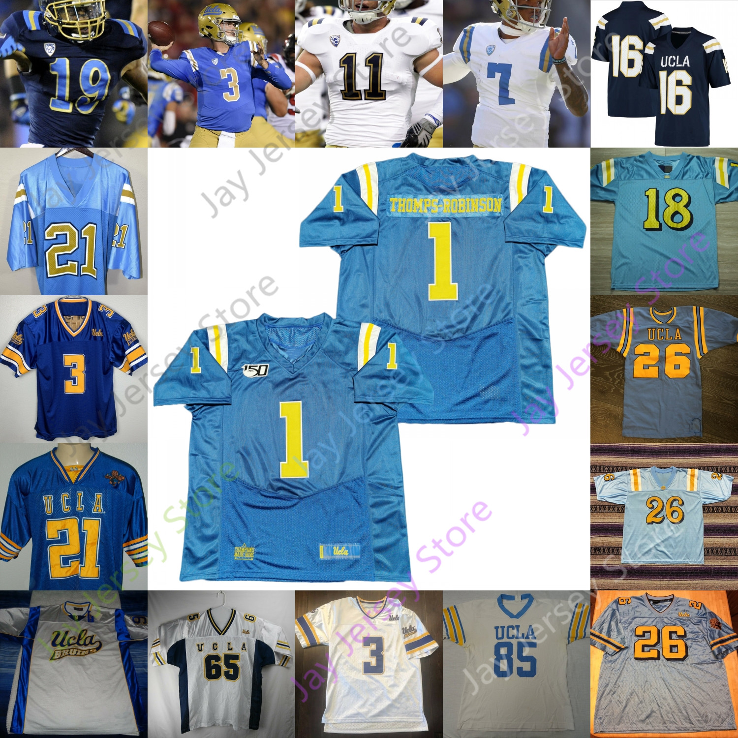 

UCLA Bruins Football Jersey NCAA College Kolton Miller Josh Rosen Kenny Clark Anthony Barr Jonathan Ogden Cade McNown Eric Turner Gray Beban, Navy ii