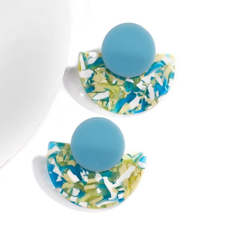 

AMORCOME Trendy Acrylic Acetate Earrings Multicolor Fan Shape Semicircle Pendant Drop Earrings Boho Statement Jewelry for Women