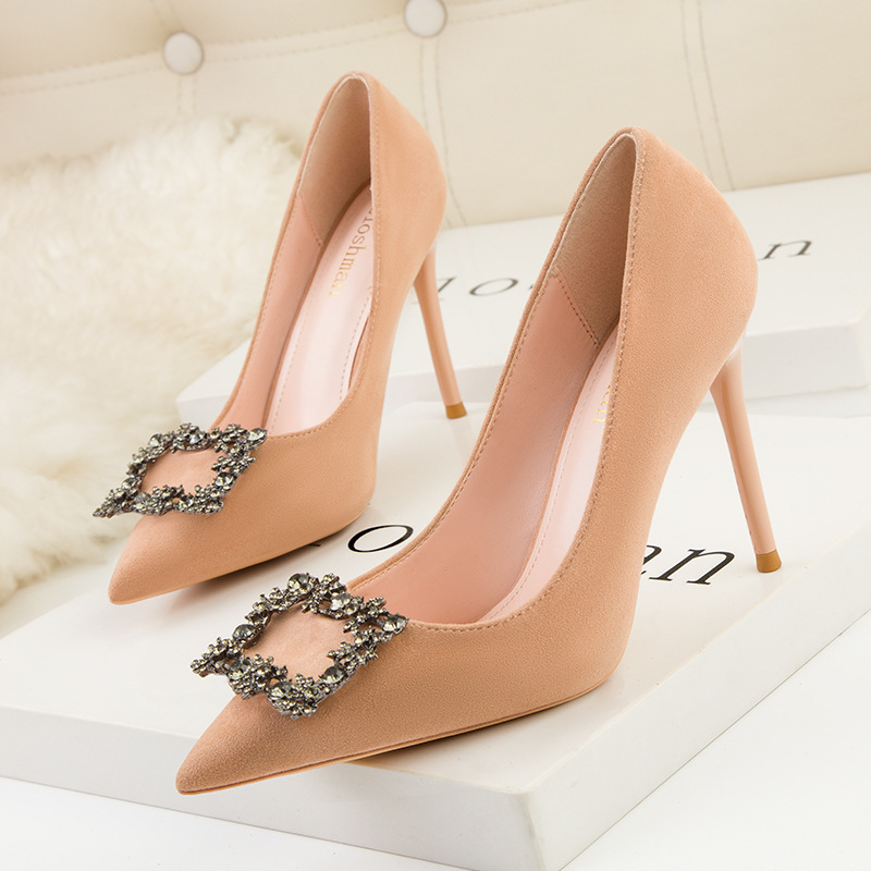 

2020 and Sexy Fashion Thin Women's Stiletto Heel, Shallow Mouth Toe Strass High-heeled Shoes 9u8f, Nude 9.5cm
