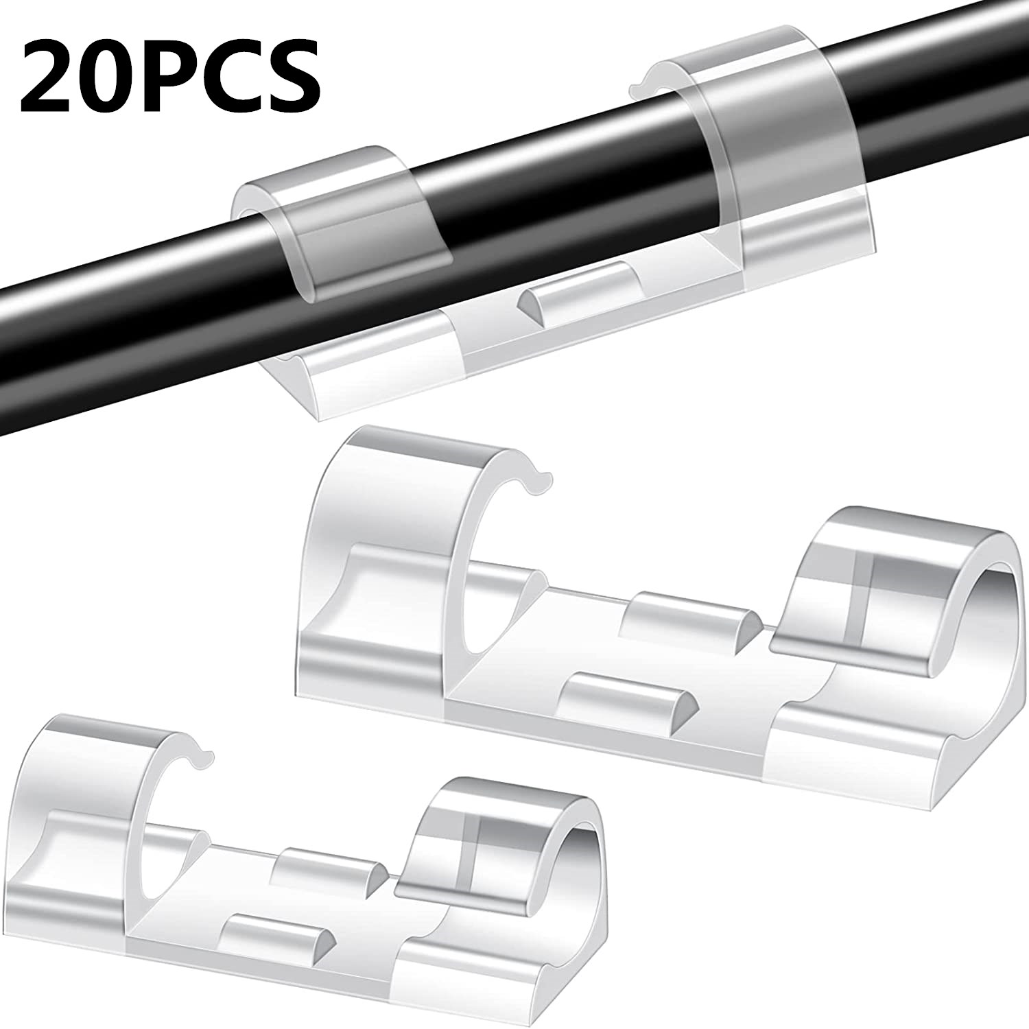 Organisateur de câbles USB, 20 pièces, enrouleur de câbles de bureau, Clips de gestion de câbles bien rangés, support de cordon, gestionnaire de