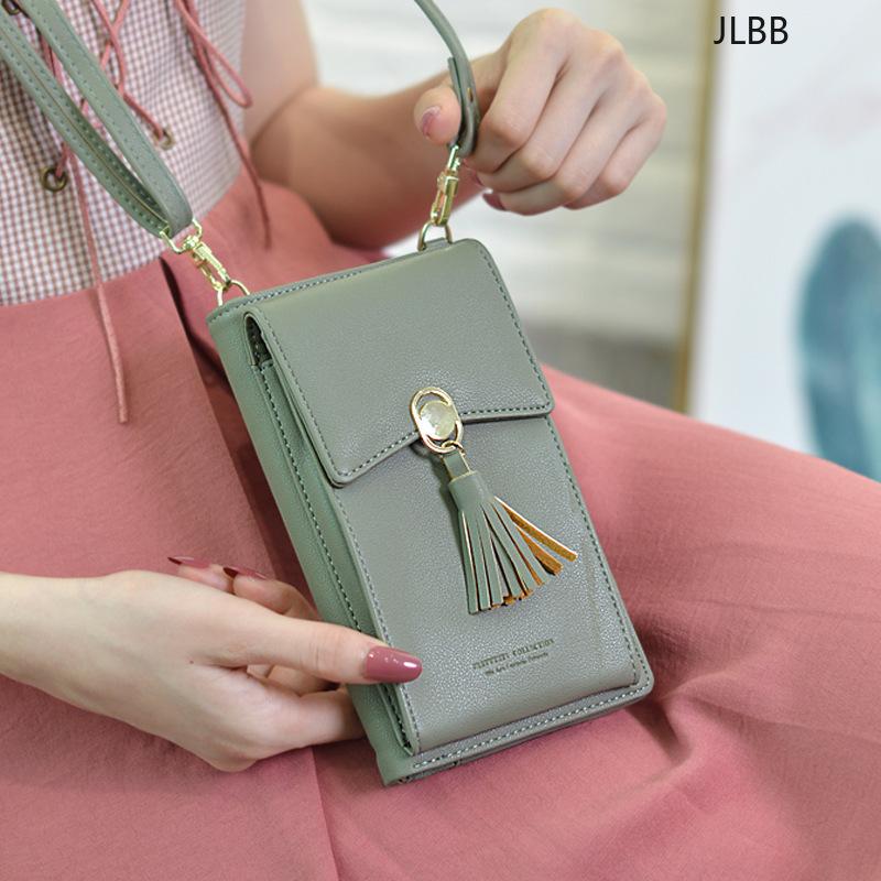 

Women's Shoulder Strap Bag PU Leather Tassel Wallet Hasp Phone Pocket Crossbody Bag Multi Card Messenger Ladies Mini Handbag, L001 pink