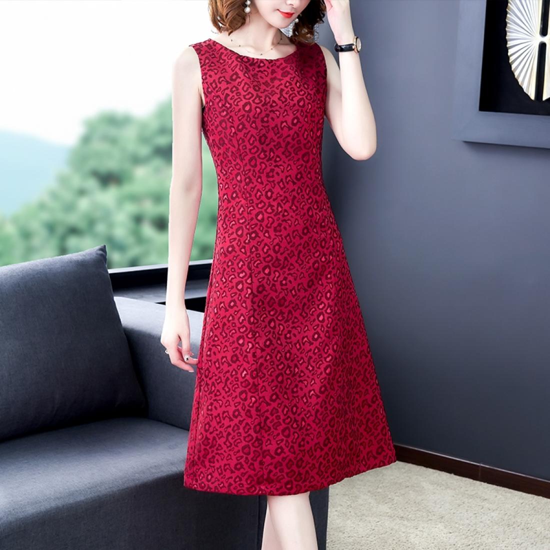 

Wild Sleeveless Slim Jacquard Dress SizeXL