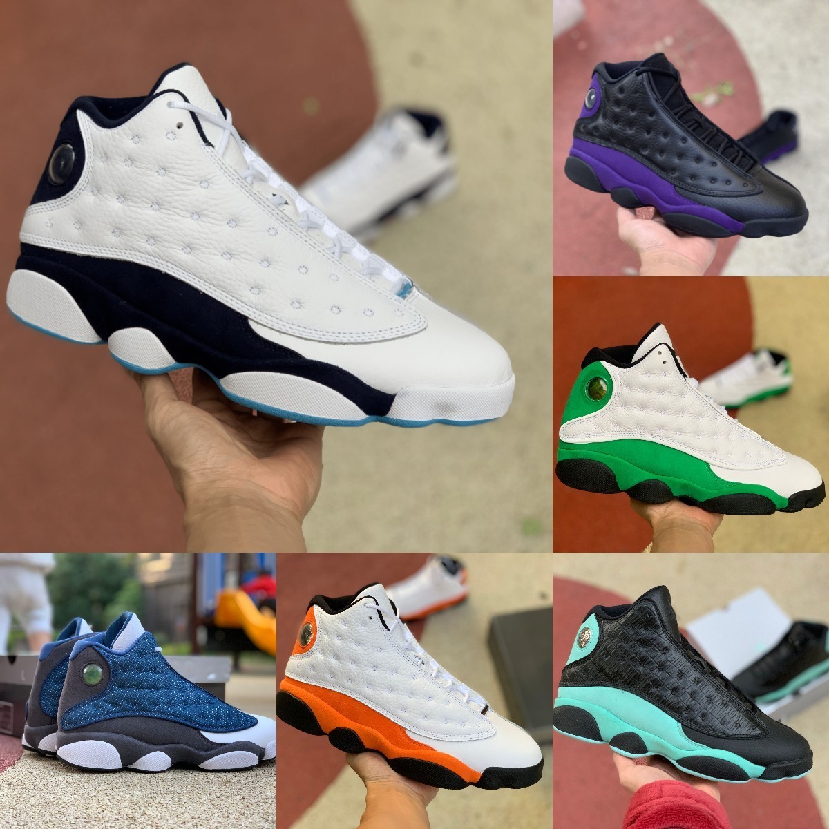 

Jumpman 13 13S Basketball Shoes Mens JORDÁN Dark Powder Blue High Flint Bred Island Green Red Dirty Hyper Royal Starfish Black Cat Court Pur