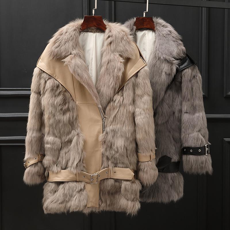 

2021 winter new fur coat women's mid-length Tuscan fur coat FS20213, Gray