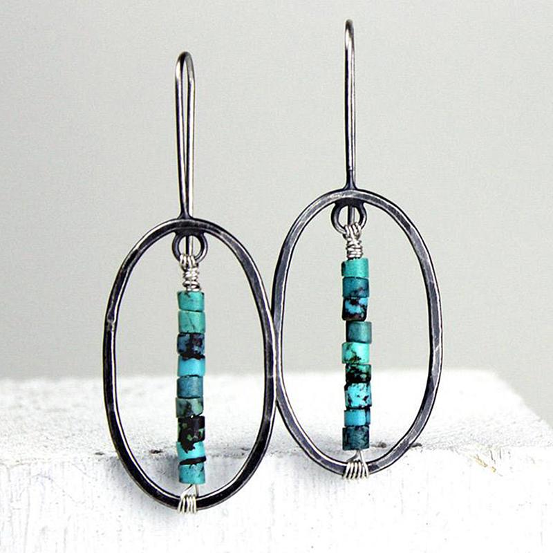 

Bohemian Retro Earrings for Women Ethnic Circle Oval Hollow Vintage Metal Wooden Beaded Drop Earring Jewelry Gifts O3D425