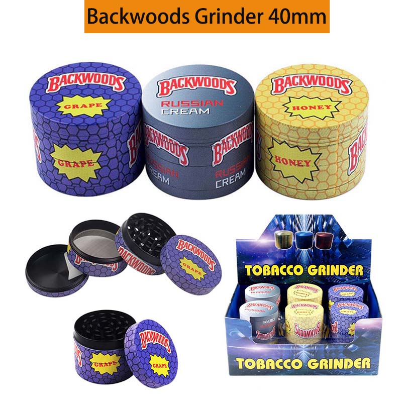 

Backwoods Grinder 40mm Tobacco Herb Grinders Zinc Alloy 4 Layers Shredder Hand Muler Crusher for Smoking Accessories