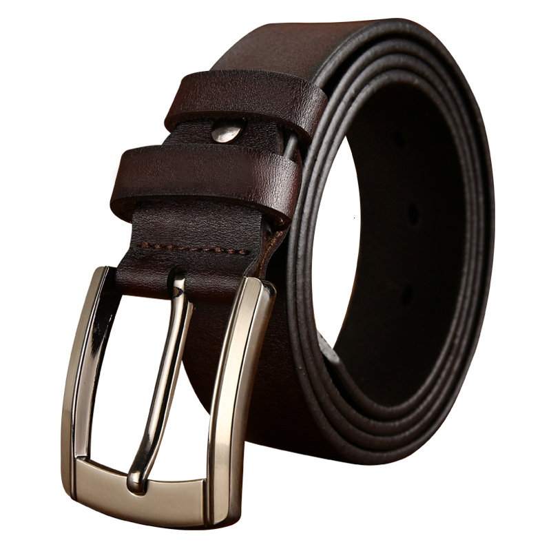 

2021 New Men's Leather High Quality Classic Belt Alloy Pin Buckle Matching Jeans Business Black Brown Lygl