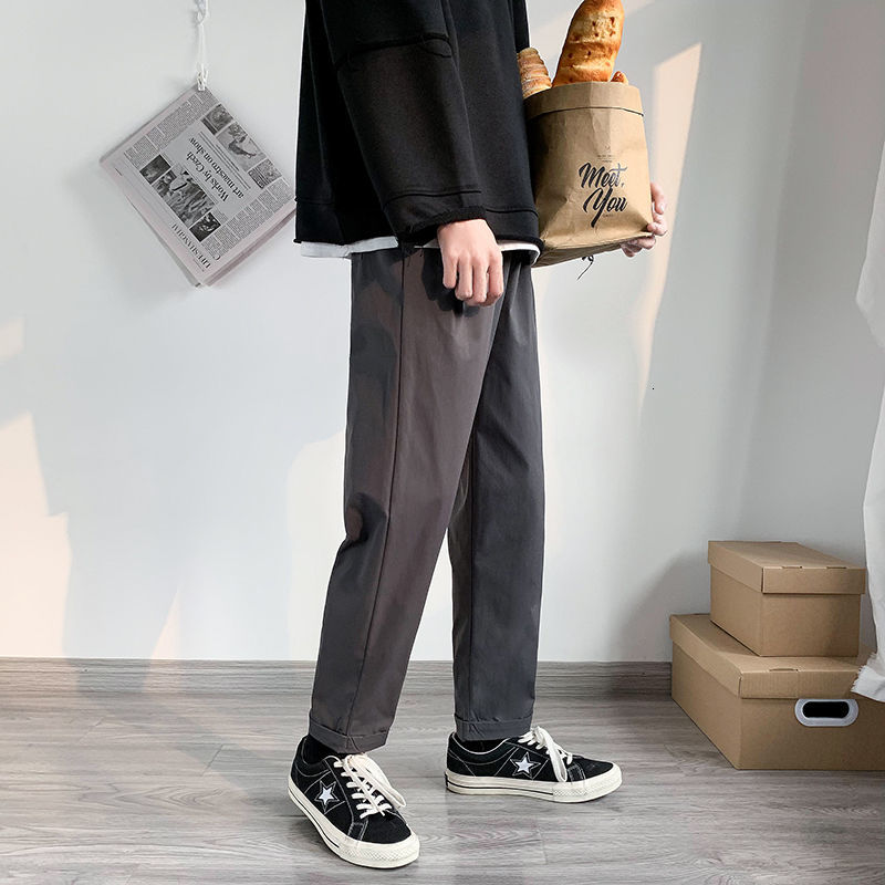 

Primavera 2021 New e Inverno Nova Harlan Largas De Perna Cortada Soltas Moda Jovem Masculinas LZ2A, Dark gray