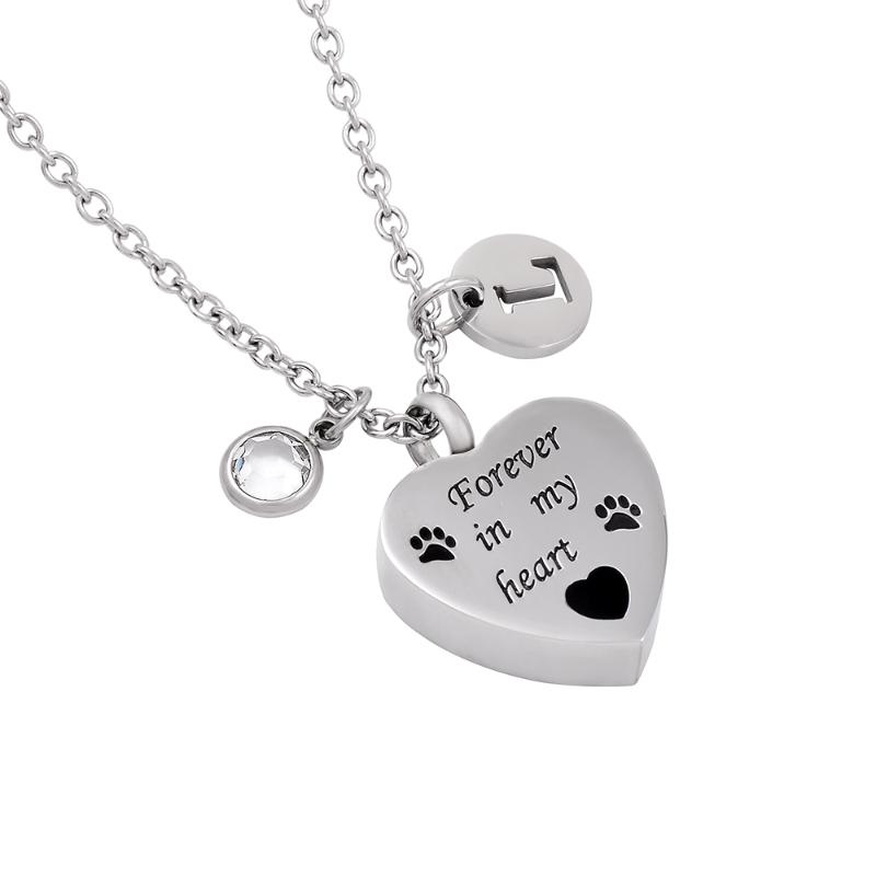 

IJD0057 Fashion DIY Necklace Women&Men Stainless Steel Forever In My Heart Print Keepsake Cremation Pendant for Pet Lover
