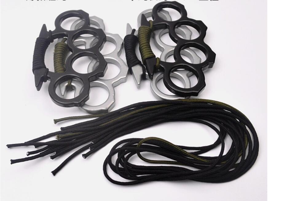 

High quality rope braided stainless steel brass knuckle self-defense security men and women self-defense pendant with Oxford cloth bag