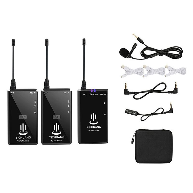 

YICHUANG 3.5mm Jack One for Two Automatic Frequency Wireless Microphone Mobile Phone Camera Interview Recording Video