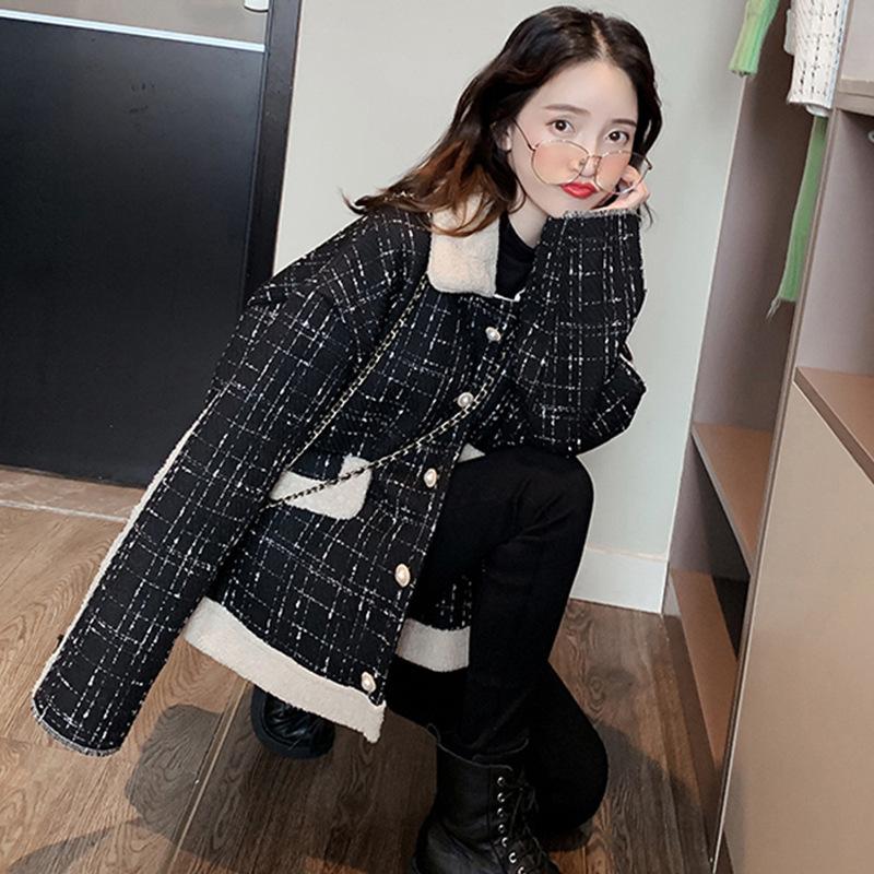 

women' jackets winter 2020 new autumn and winter thick loose wild coat lamb plush wind woman jacket, Black