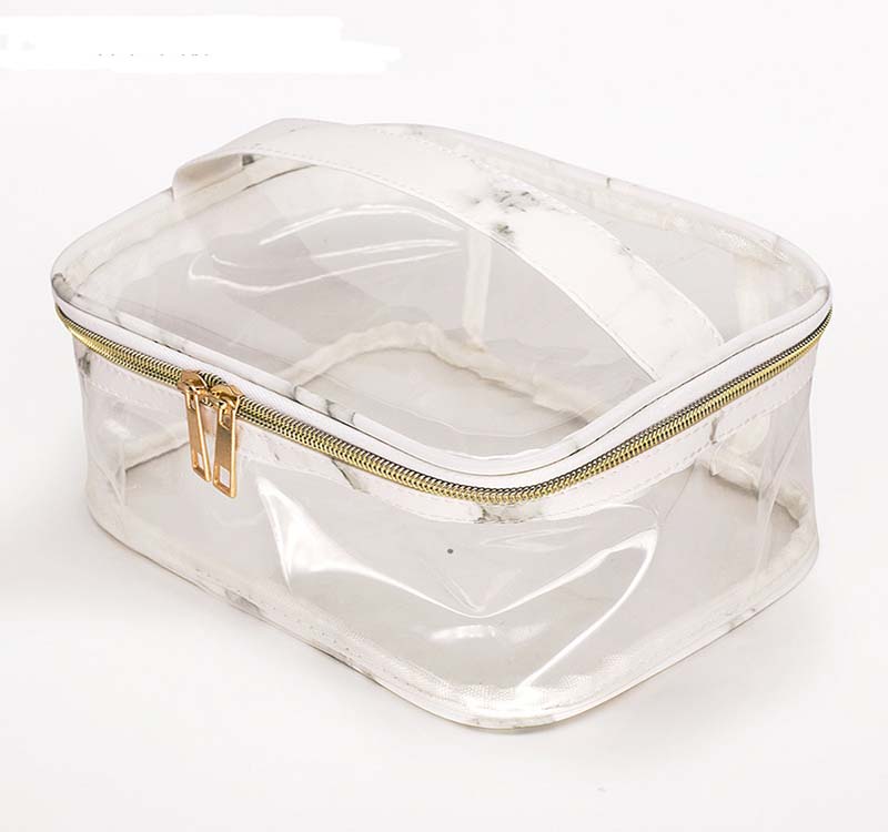 

Marble PVC Transparent Large Capactiy Protable Storage Bag White and Black waterproof bag