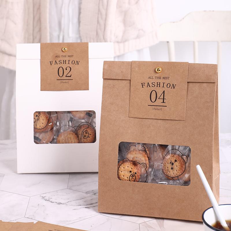 

10pcs Kraft Paper Bag With Window Candy Cake Snakes Sandwich Package