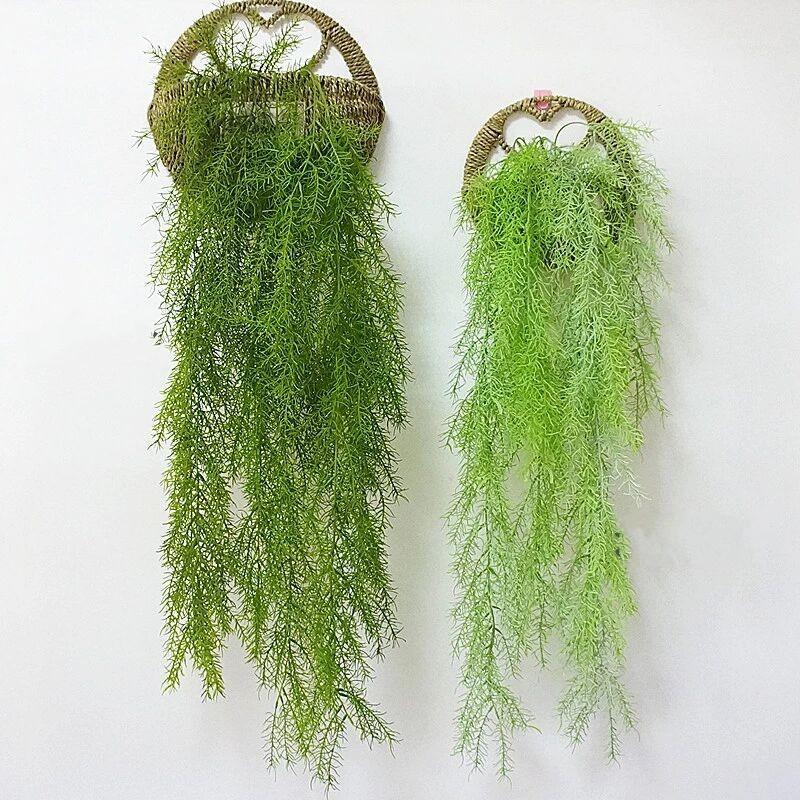 

105cm long 3 Branches Artificial Pine Needle Hanging Plant Artificial Vine Fake Leaves Home Garden Wall Decoration 100pcs/lot1, Green