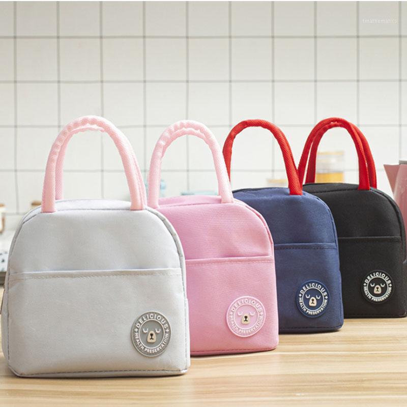 

Japanese Bento Bag Female Cute Aluminum Foil Thick Student Lunch Carrying Bag Canvas Lunch Box Insulation1, Pink
