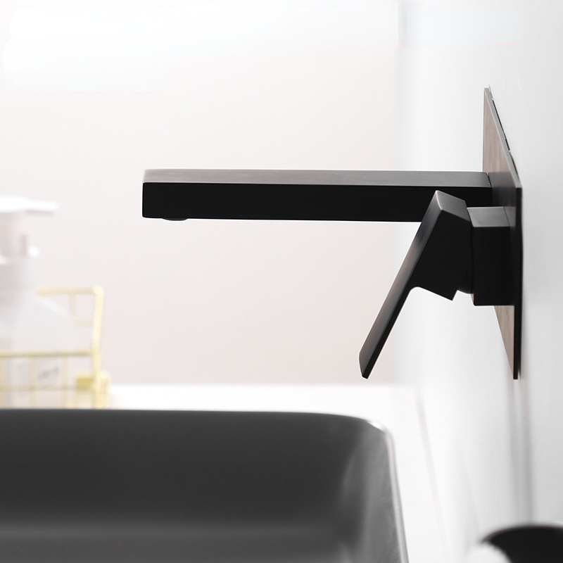 

Hidden All-copper Black Hot and Cold Basin Faucet Into The Wall Wall Outlet Basin Concealed Faucet