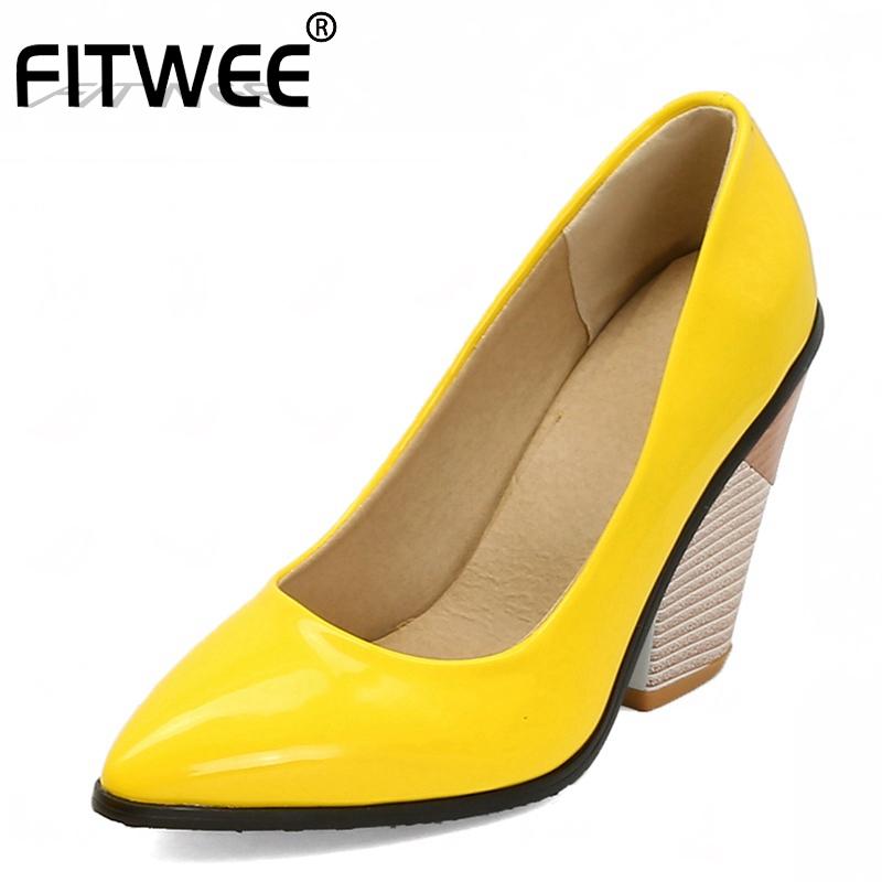 

FITWEE Plus Size 34-48 Women High Heel Shoes Sexy Pointed Toe Quality Office Ladies Pumps Dance Party Nightclub Footwear, Black