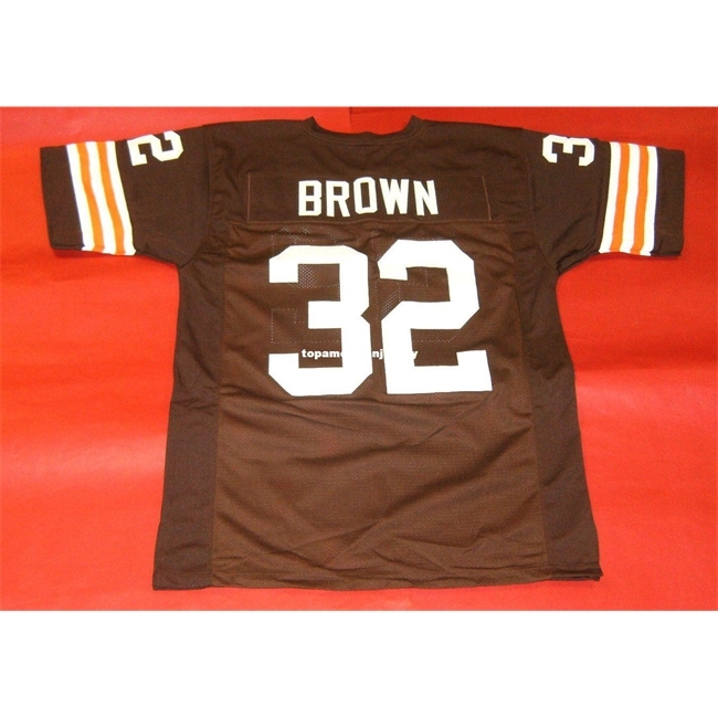 

Cheap retro #32 JIM CUSTOM MITCHELL & NESS Jersey Mens Stitching Top S-5XL,6XL Football Jerseys Running, Brown