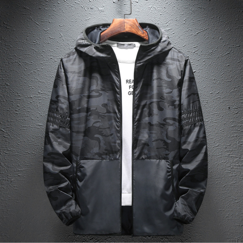 

2020 Spring Autumn of casual men camouflage man's hoodie dwaterproof water men's jacket outwear plus size WN6Y, Navy blue