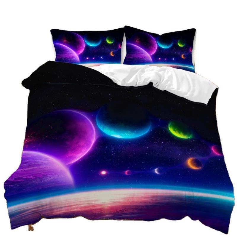 

3D Starry Sky Series Space Bedding Printed Queen Galaxy Duvet Cover Microfiber Decor Comforter Cover Set Teens For Childrens, 07