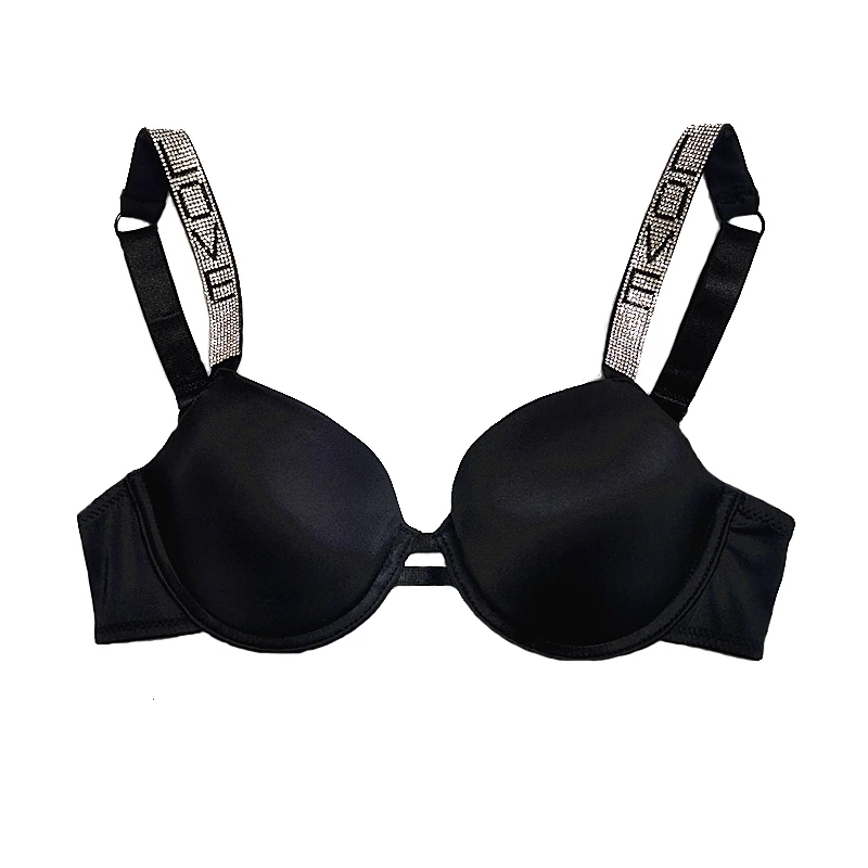 

Sexy Underwear Femme Avant Garde Women's Push Up Collection Bra Love Diamond Stone Carving Adjustable Shoulder Strap, Red;black