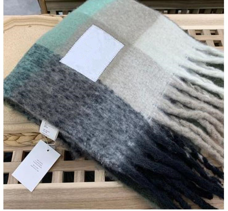 

Wholesale-Brand Acne Studios high quality 4 color Wool scarf new rainbow grringed shawl for male and female 22, Blue;gray